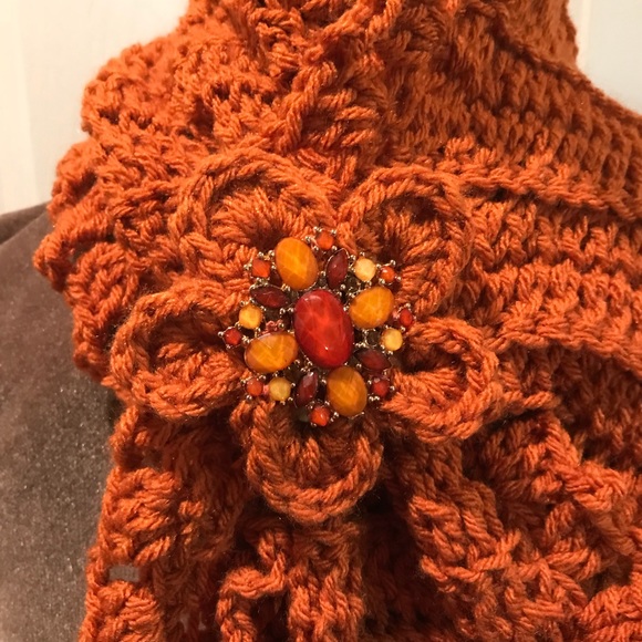 Handmade Crocheted Hat, Scarf & Flower Brooch - Picture 3 of 5